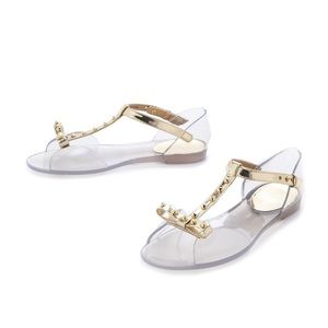 Stuart Weitzman gold nifty flats sandals